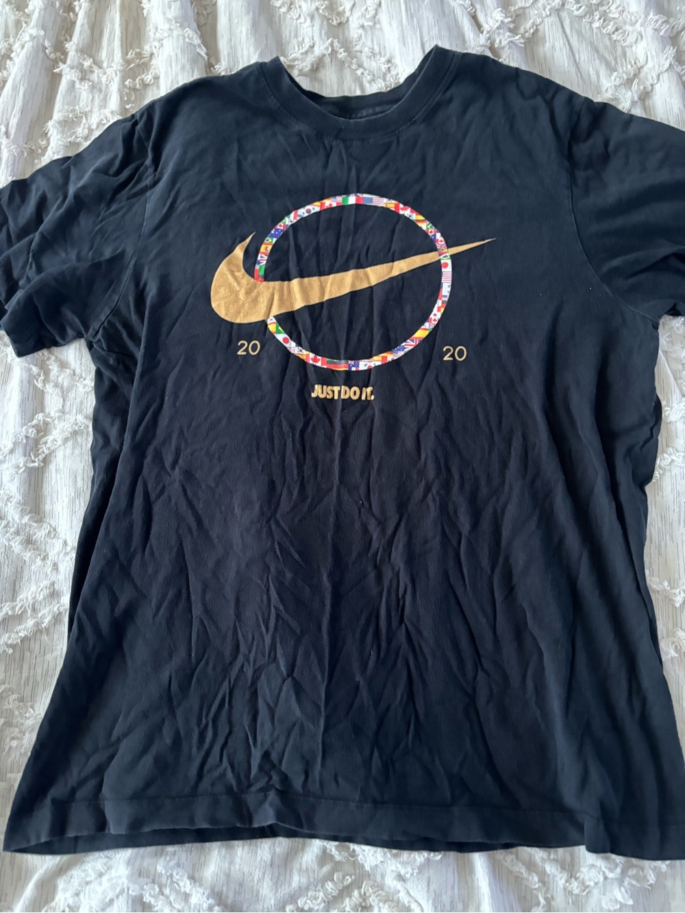 Nike Just Do It International Flags Swoosh Graphic T-Shirt Black M